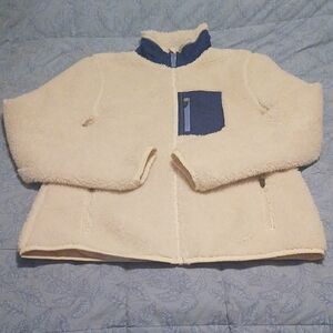 Old Navy Sherpa Jacket with Royal Blue Accents Size Medium